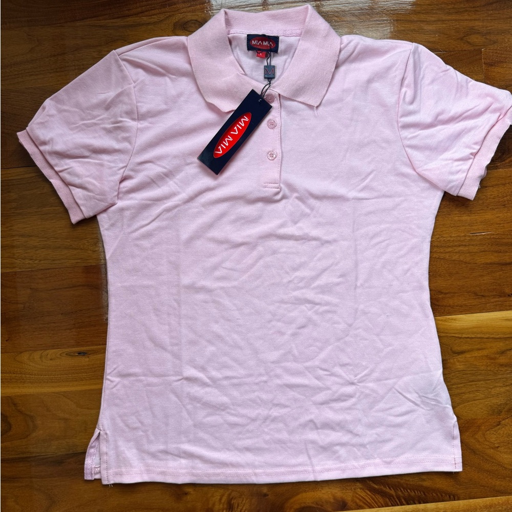 Miami Pink Fitted Buttoned Polo Short Sleeve Tee